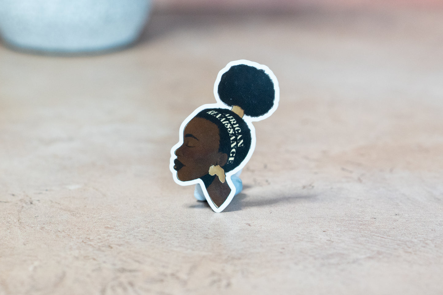 African Renaissance Black Girl Afro Puff Waterproof Vinyl Sticker - Pounded Yam Productions