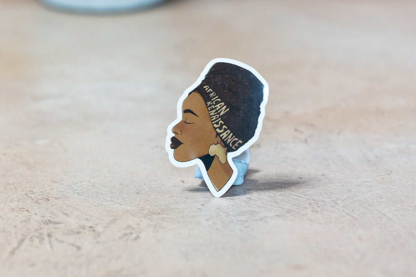 African Renaissance Black Girl Headwrap Waterproof Vinyl Sticker