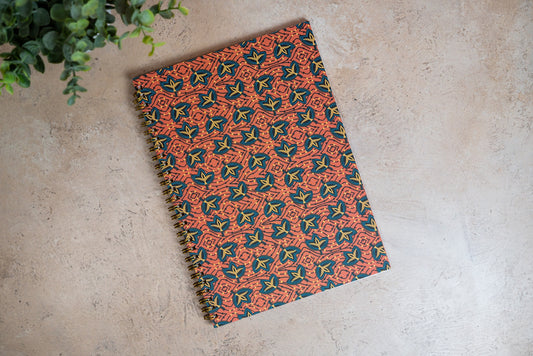 African Print Soft Cover Spiral Notebook - Fans - Pounded Yam Productions