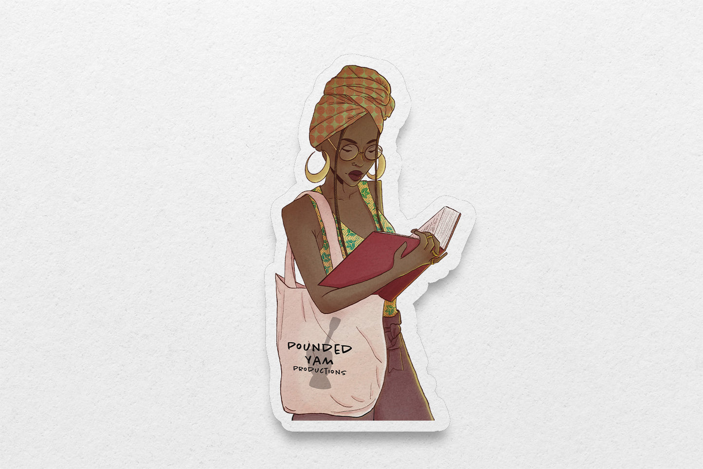 Black Girl Reading Waterproof Vinyl Sticker - Pounded Yam Productions