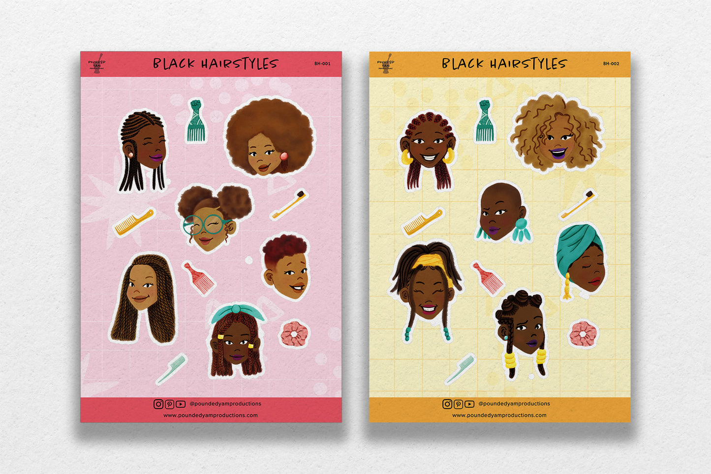 Black Girl Hairstyles Sticker Sheets - Pounded Yam Productions