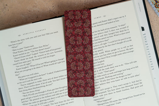 African Print Bookmarks - Red Blossom (Ankara) - Pounded Yam Productions