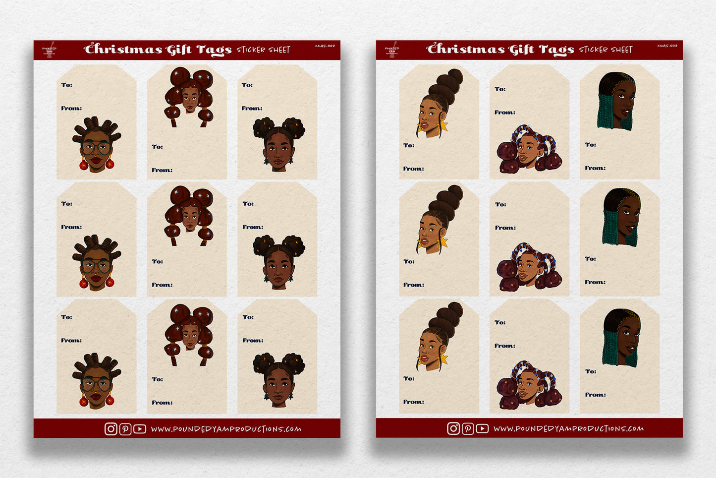 Black Girl Gift Tags Sticker Sheet - Pounded Yam Productions