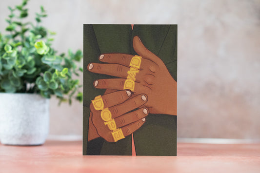 Dope Dad Rings Greeting Card - Pounded Yam Productions