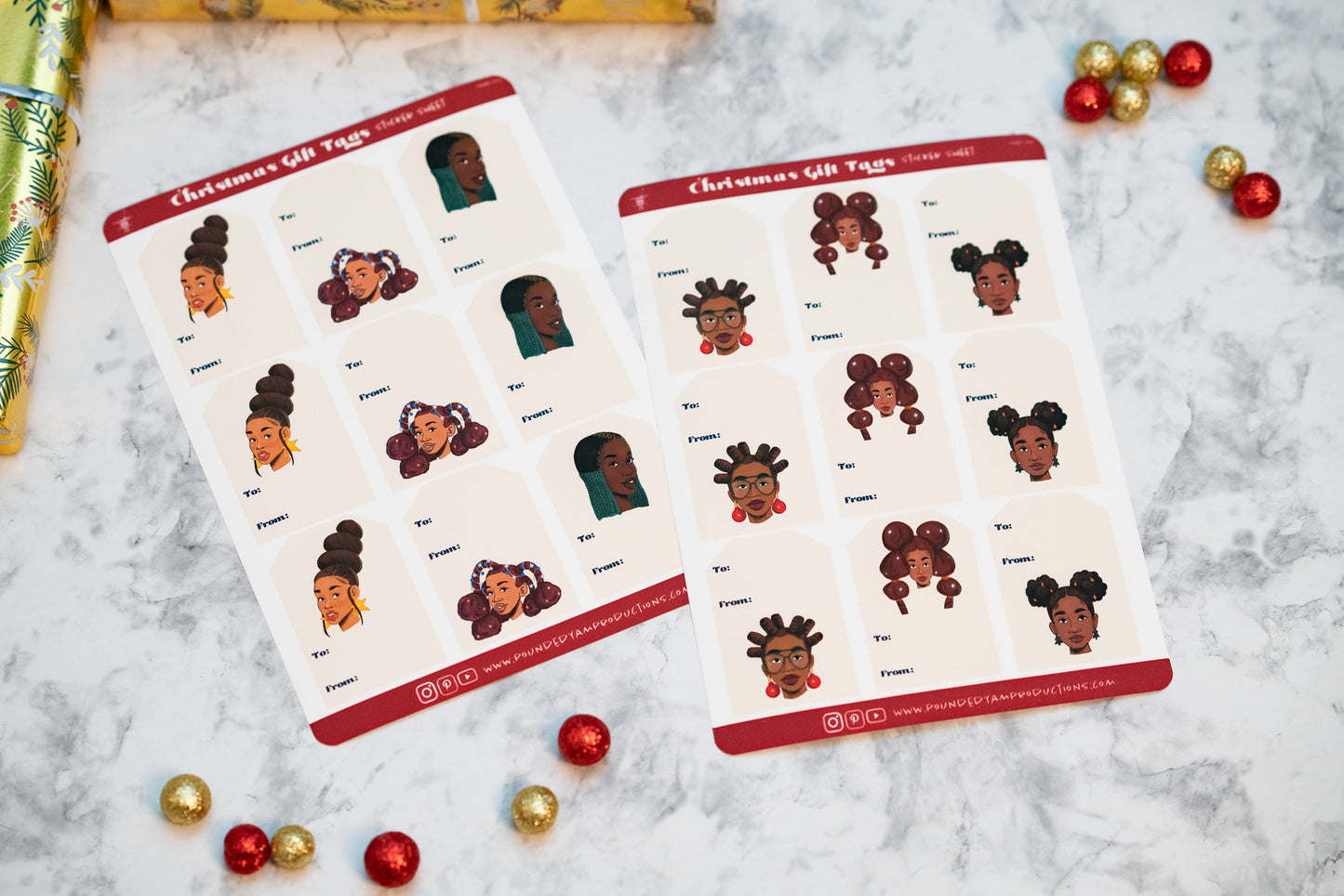 Black Woman Gift Tags Sticker Sheet - Pounded Yam Productions