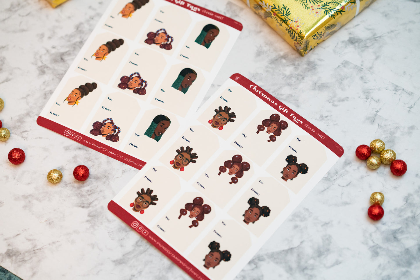 Black Woman Gift Tags Sticker Sheet - Pounded Yam Productions