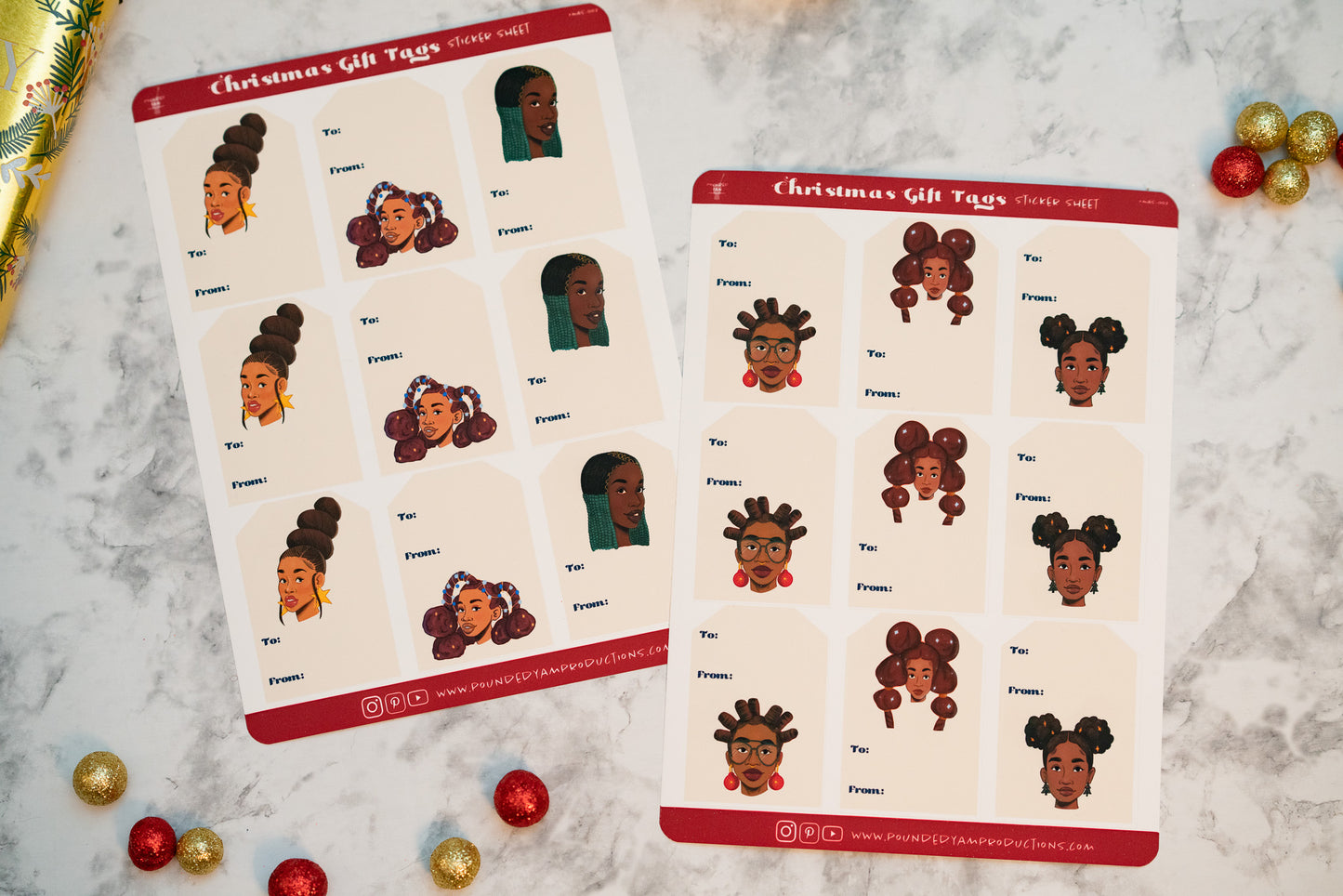 Black Woman Gift Tags Sticker Sheet - Pounded Yam Productions