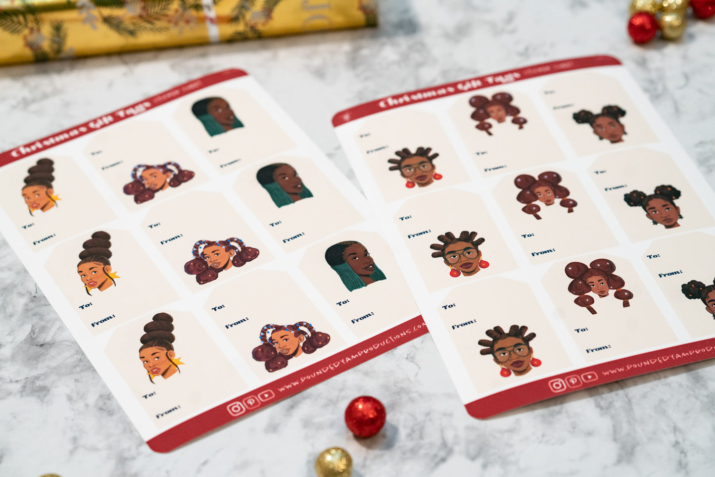 Black Woman Gift Tags Sticker Sheet - Pounded Yam Productions