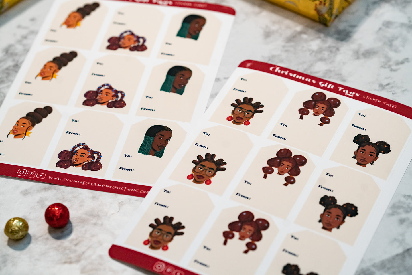 Black Woman Gift Tags Sticker Sheet - Pounded Yam Productions