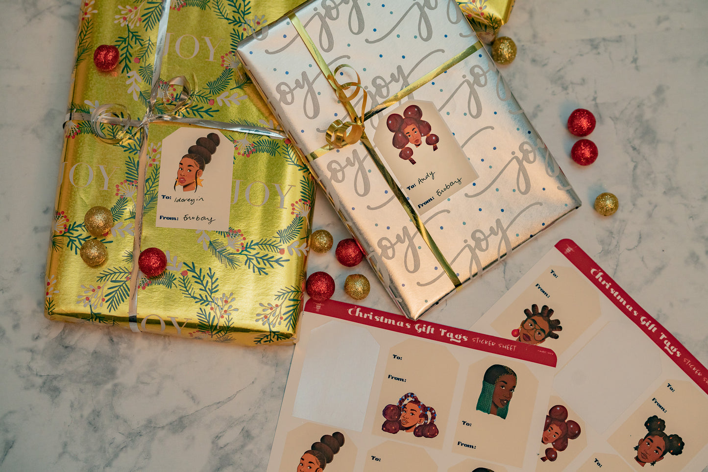 Black Woman Gift Tags Sticker Sheet - Pounded Yam Productions