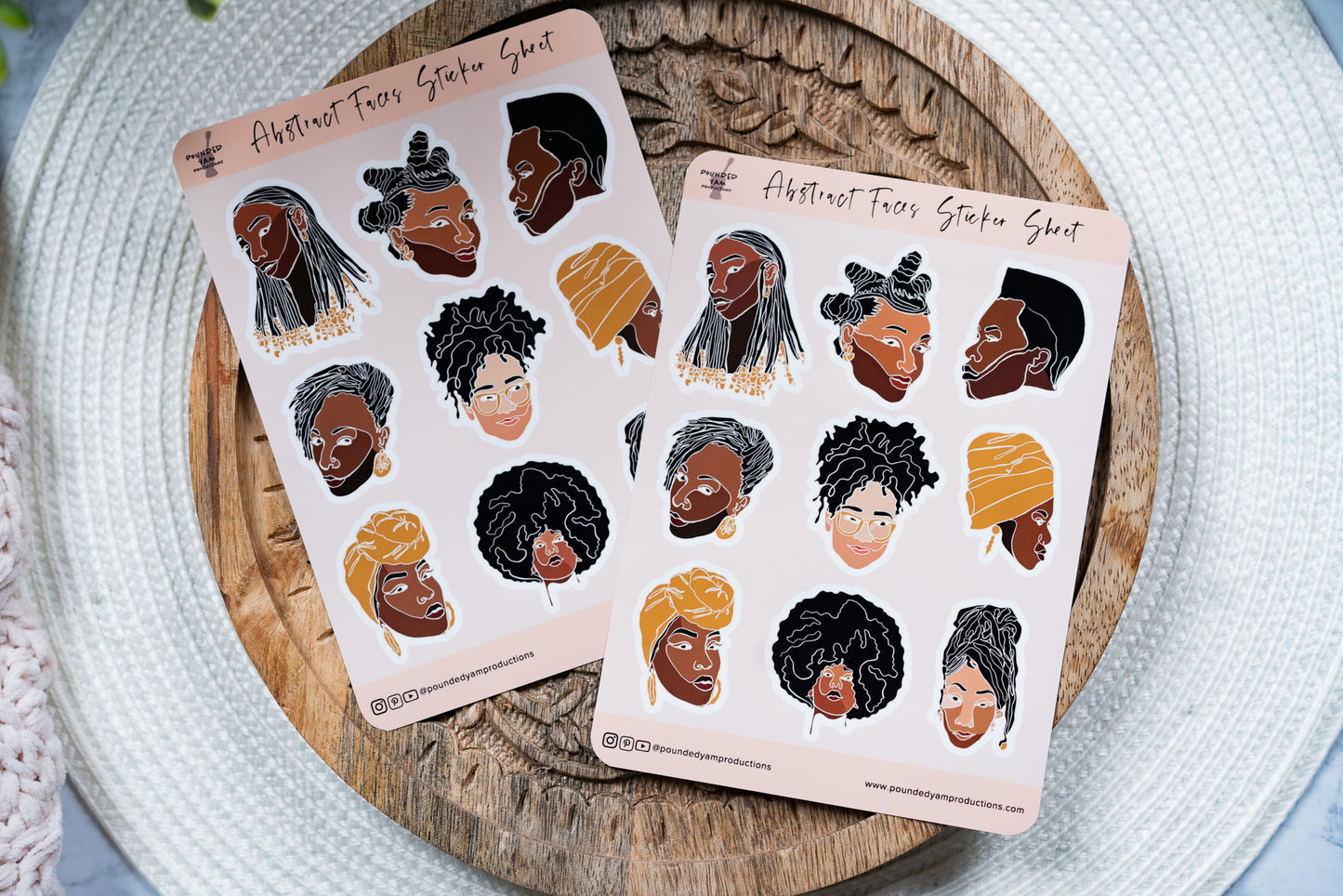 Black Women Line Art Sticker Sheets - Pounded Yam Productions