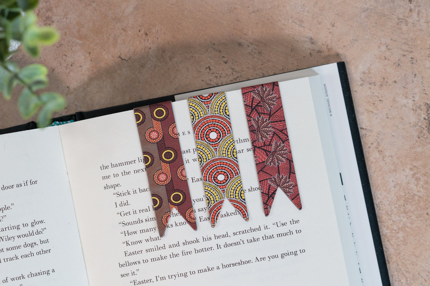Magnetic Bookmark Set - African Print (Red Blossom, BP, Red and Yellow) - Pounded Yam Productions