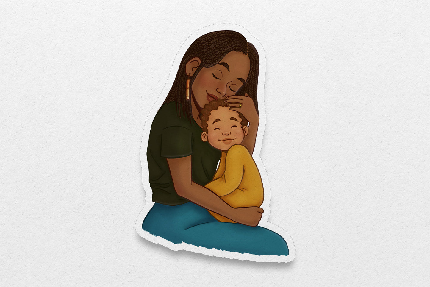 Black Mom and Son Sticker - Pounded Yam Productions
