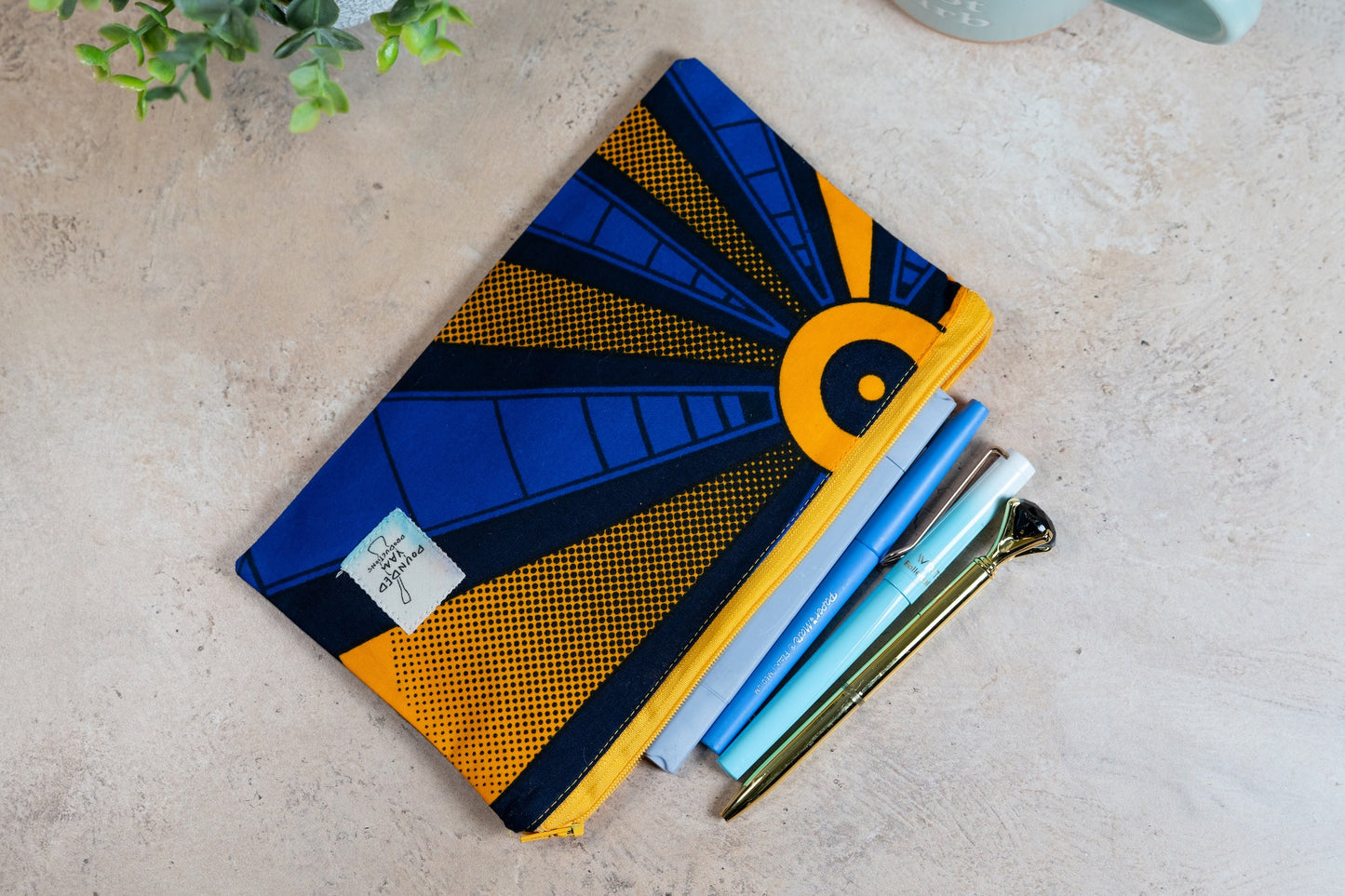 Ankara Pencil Case - Blue Sunburst