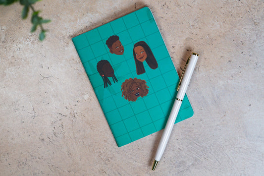 Black Girl Hairstyles Pocket Notebook - Blue - Pounded Yam Productions