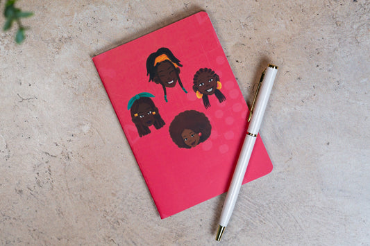 Black Girl Hairstyles Pocket Notebook - Pink - Pounded Yam Productions