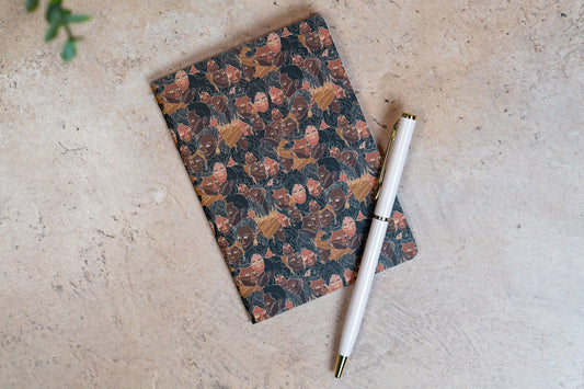 Pocket Notebook - Black Women Line Art Color - Pounded Yam Productions