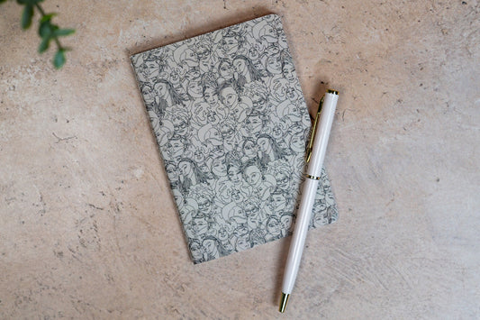 Pocket Notebook - Black Women Line Art - Pounded Yam Productions