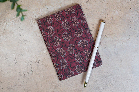 African Print Pocket Notebook - Red Blossom (Ankara) - Pounded Yam Productions