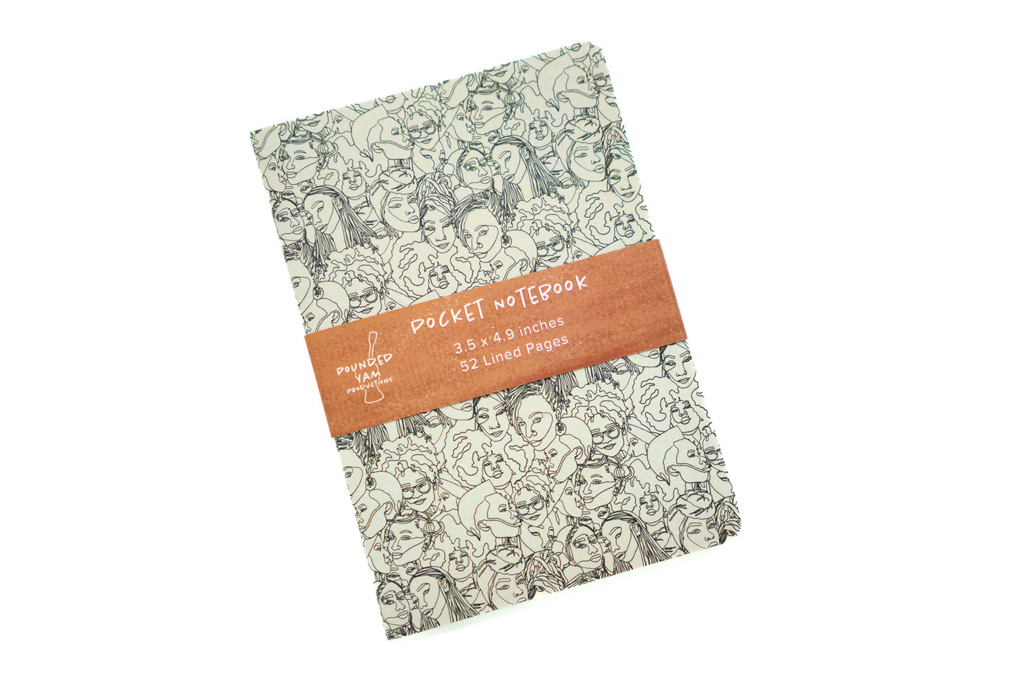 Single Line Black Women Pocket Notebook - Pounded Yam Productions