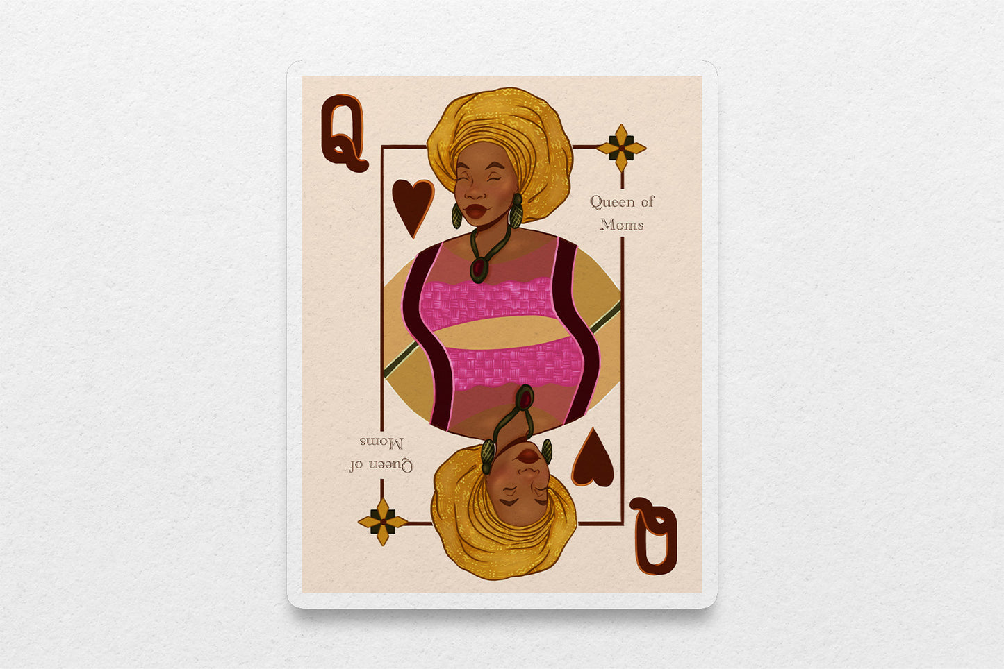 Queen of Moms Playing Card Sticker - Pounded Yam Productions