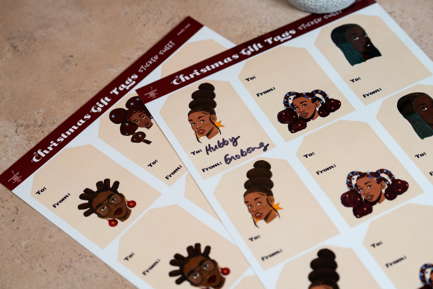 Black Girl Holiday Gift Tags Sticker Sheet