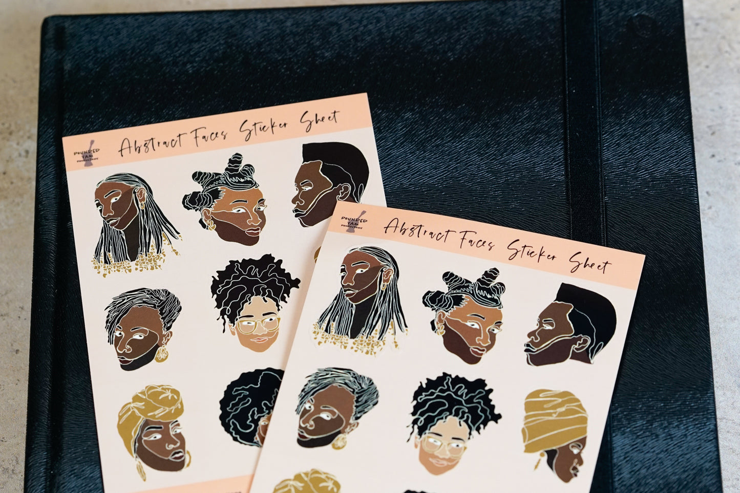 Single Line Black Women Illustrated Sticker Sheets - Pounded Yam Productions