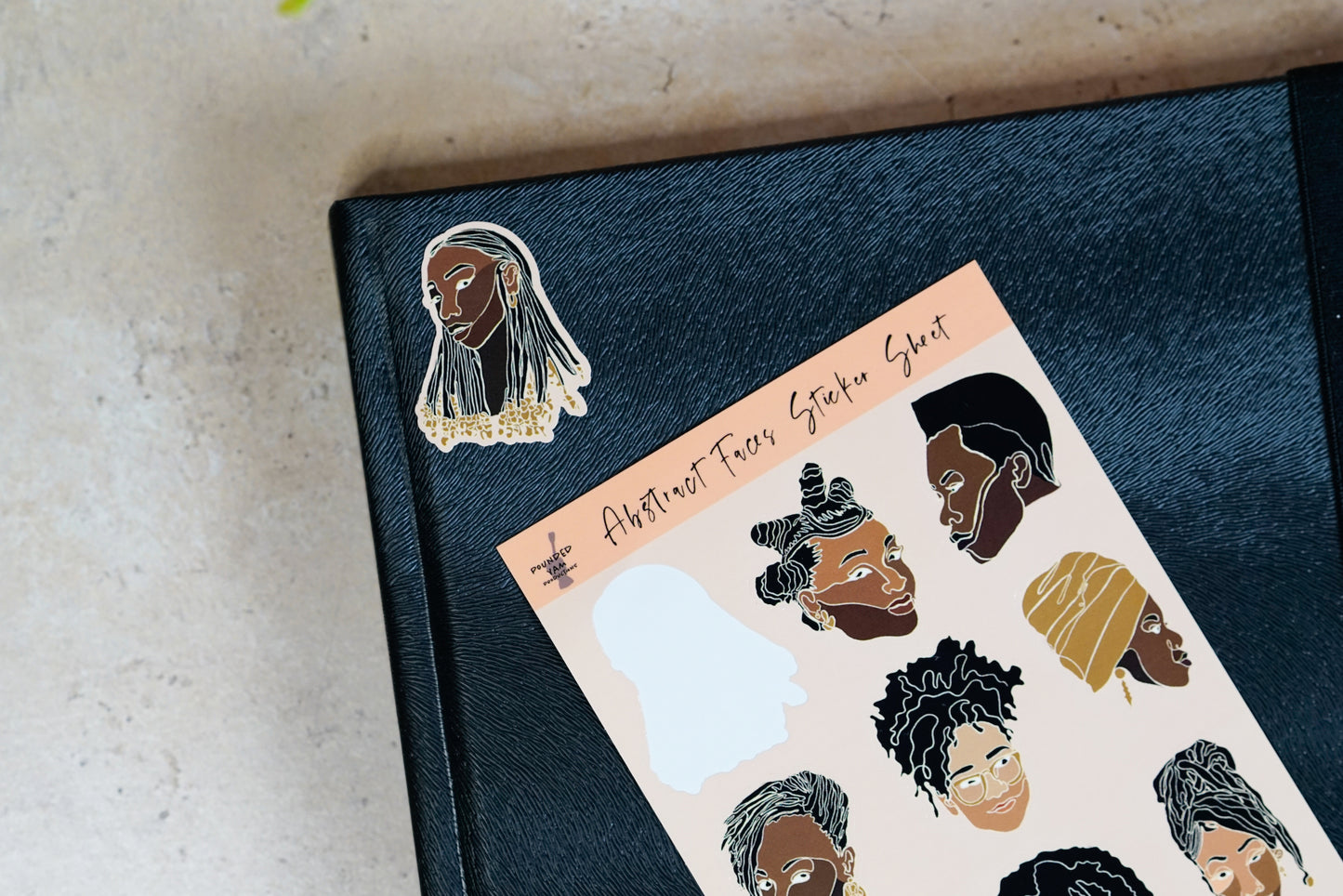 Single Line Black Women Illustrated Sticker Sheets - Pounded Yam Productions