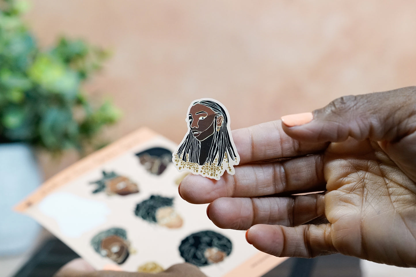 Single Line Black Women Illustrated Sticker Sheets - Pounded Yam Productions