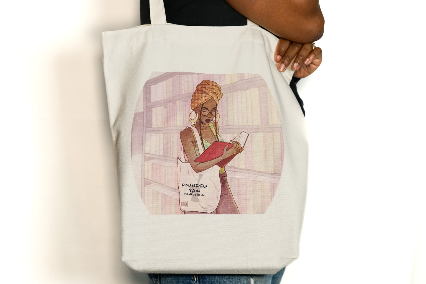 Canvas Tote Bag - Black Girl Reading