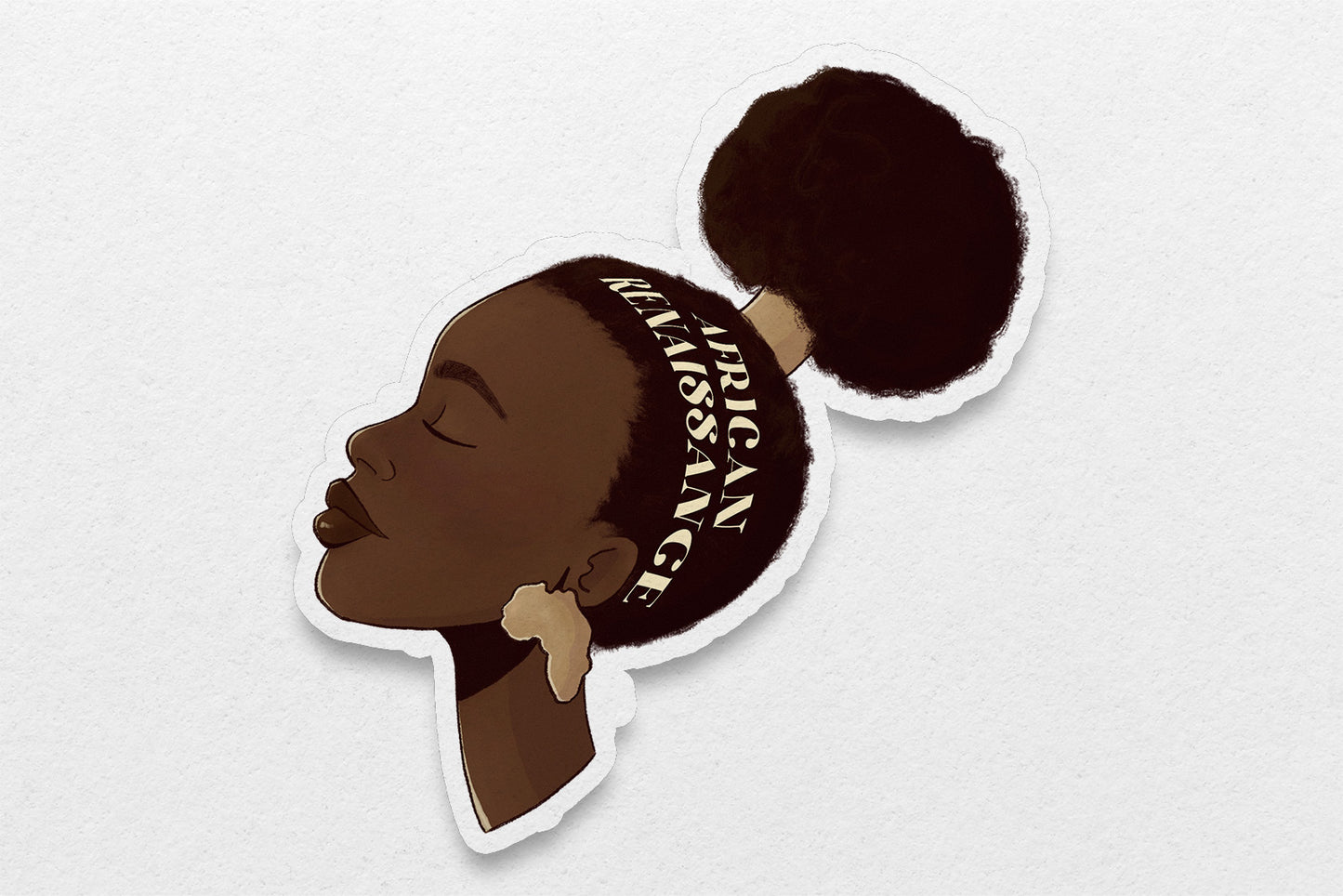 African Renaissance Black Girl Afro Puff Waterproof Vinyl Sticker - Pounded Yam Productions
