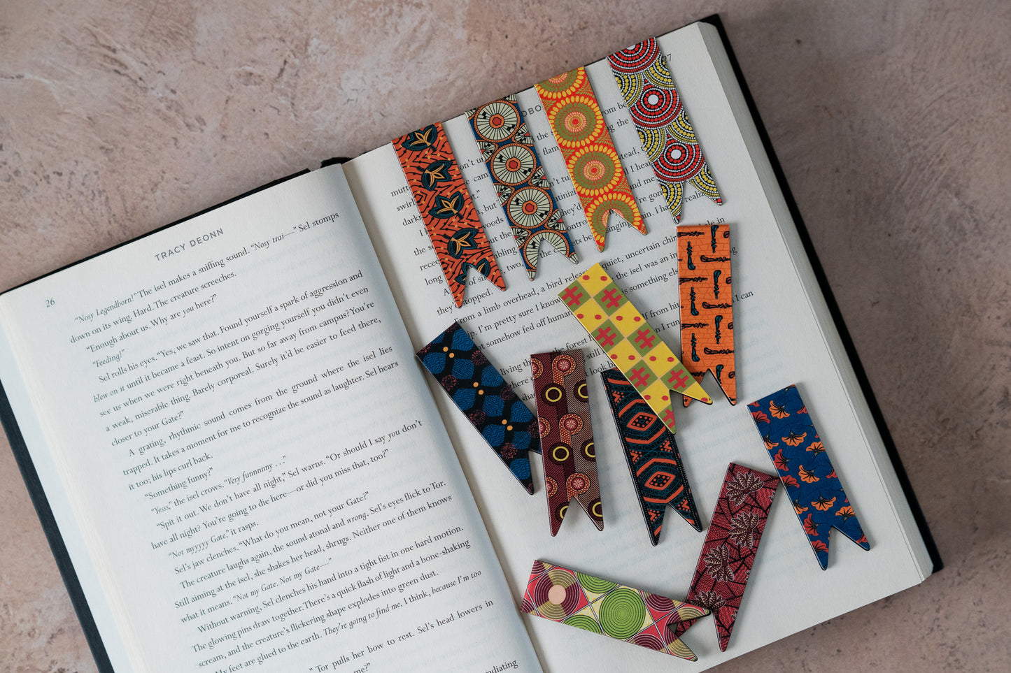 Magnetic Bookmark Set - African Print (Red Blossom, BP, Red and Yellow) - Pounded Yam Productions