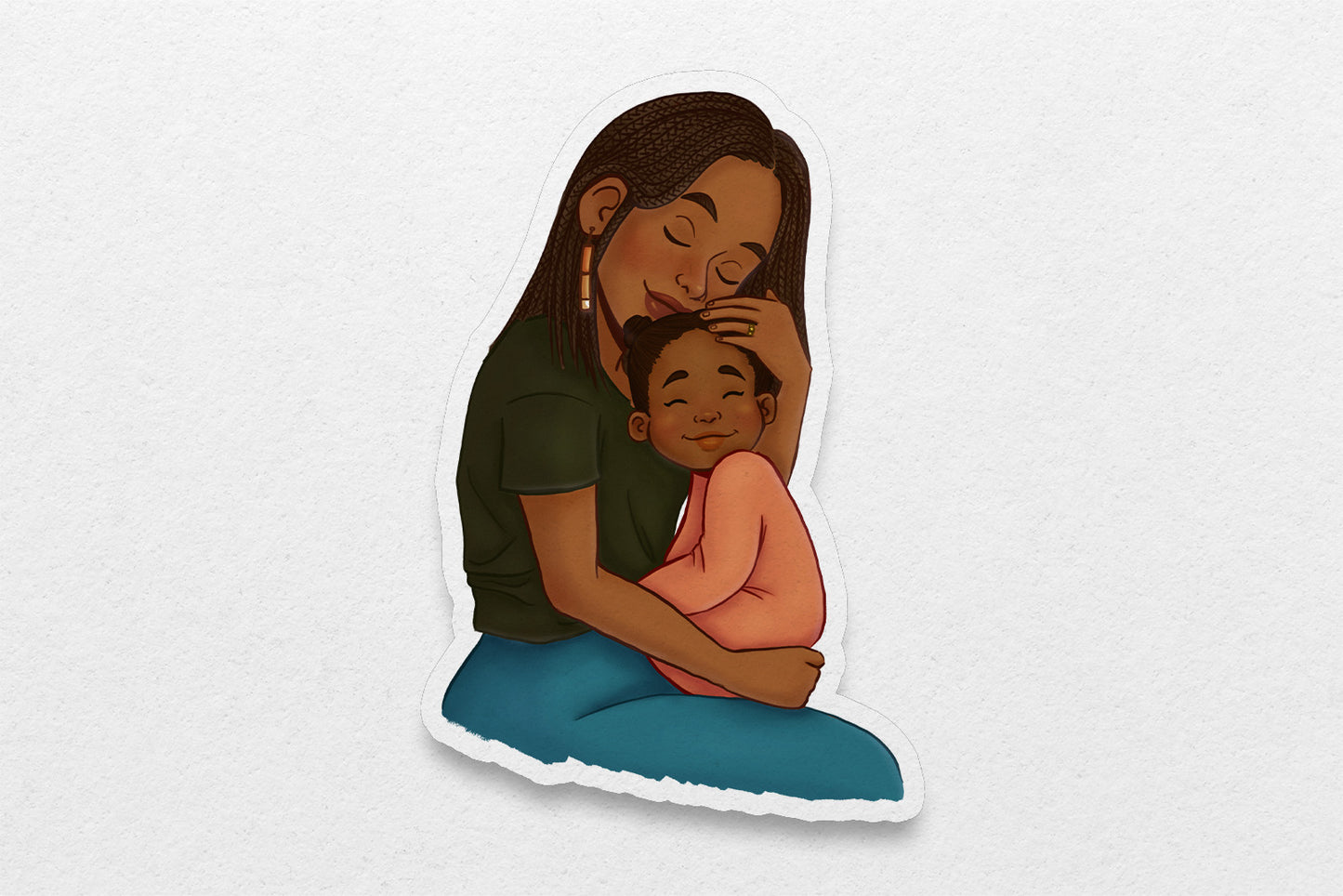Black Mom and Daughter Sticker - Pounded Yam Productions