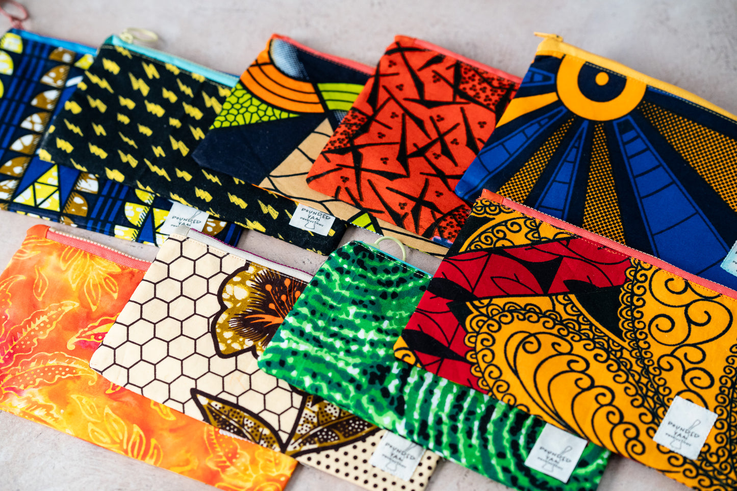 Ankara Pencil Case - Green Circles