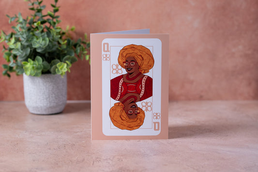 Queen of Moms Greeting Card (Pink) - Pounded Yam Productions