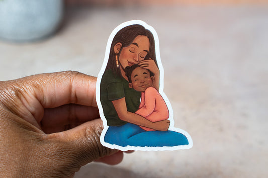 Black Mom and Daughter Sticker - Pounded Yam Productions