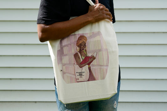 Canvas Tote Bag - Black Girl Reading - Pounded Yam Productions