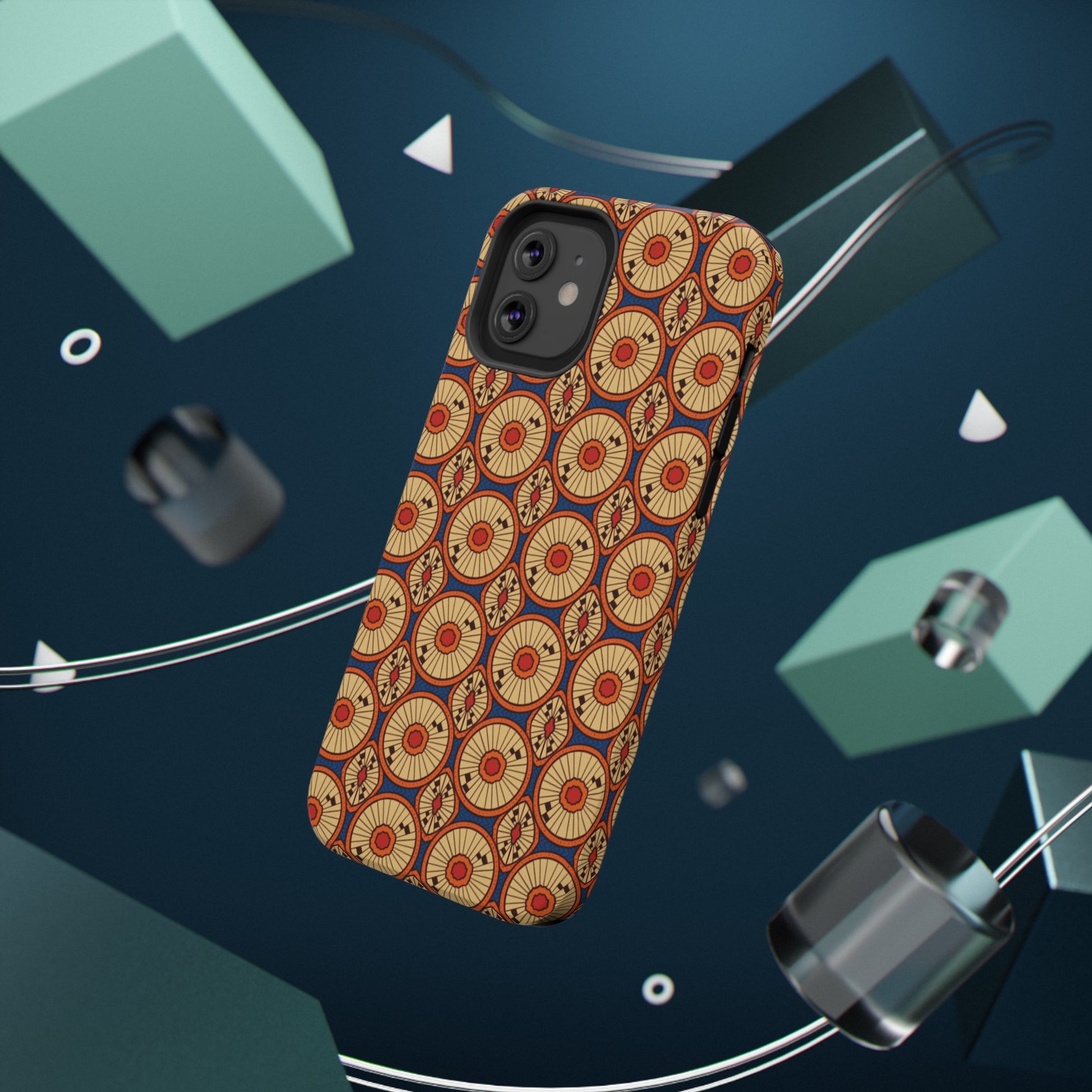 African Ankara Print Impact-Resistant Phone Case - Circles - Pounded Yam Productions