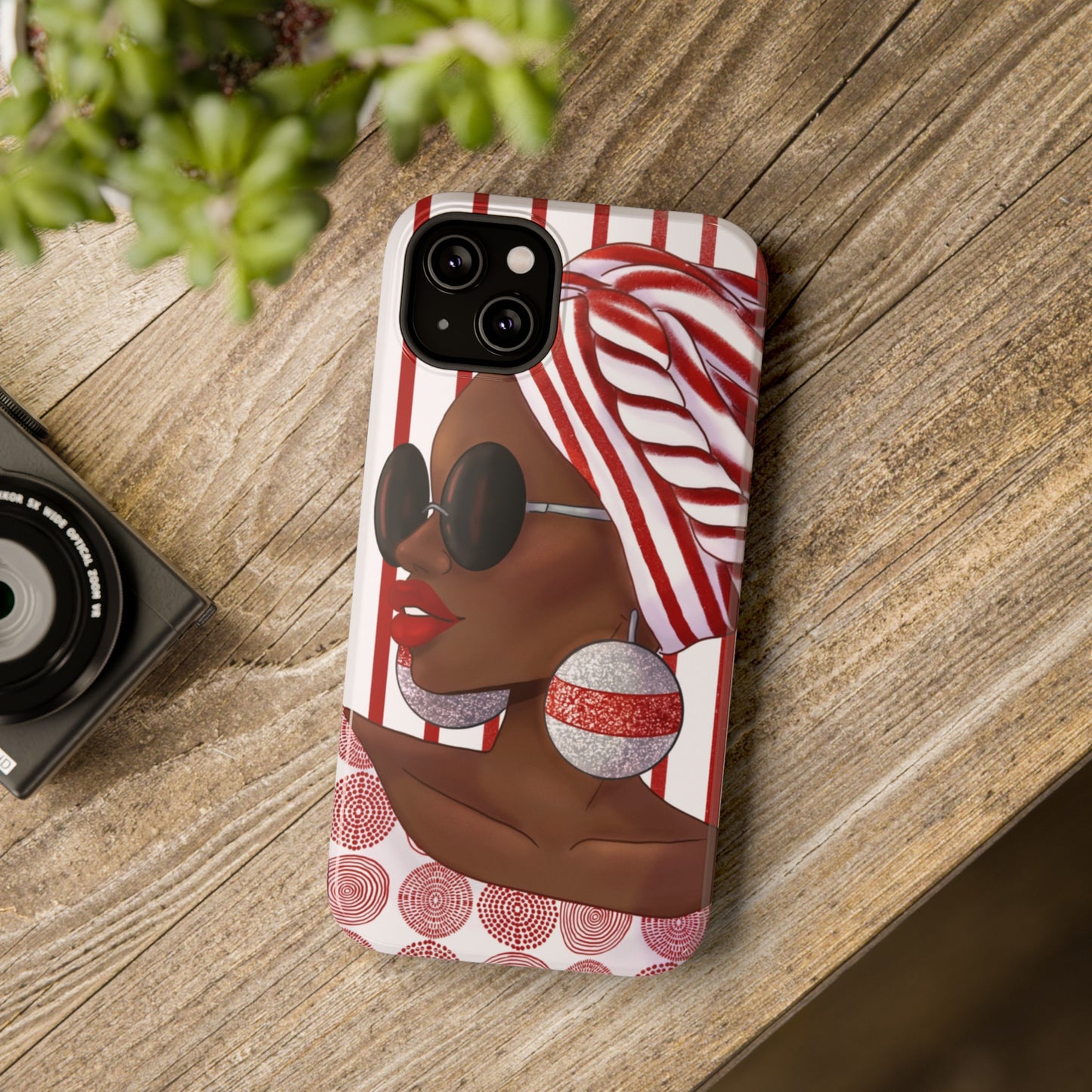 Red Stripes African Illustrated Phone Impact-Resistant Case