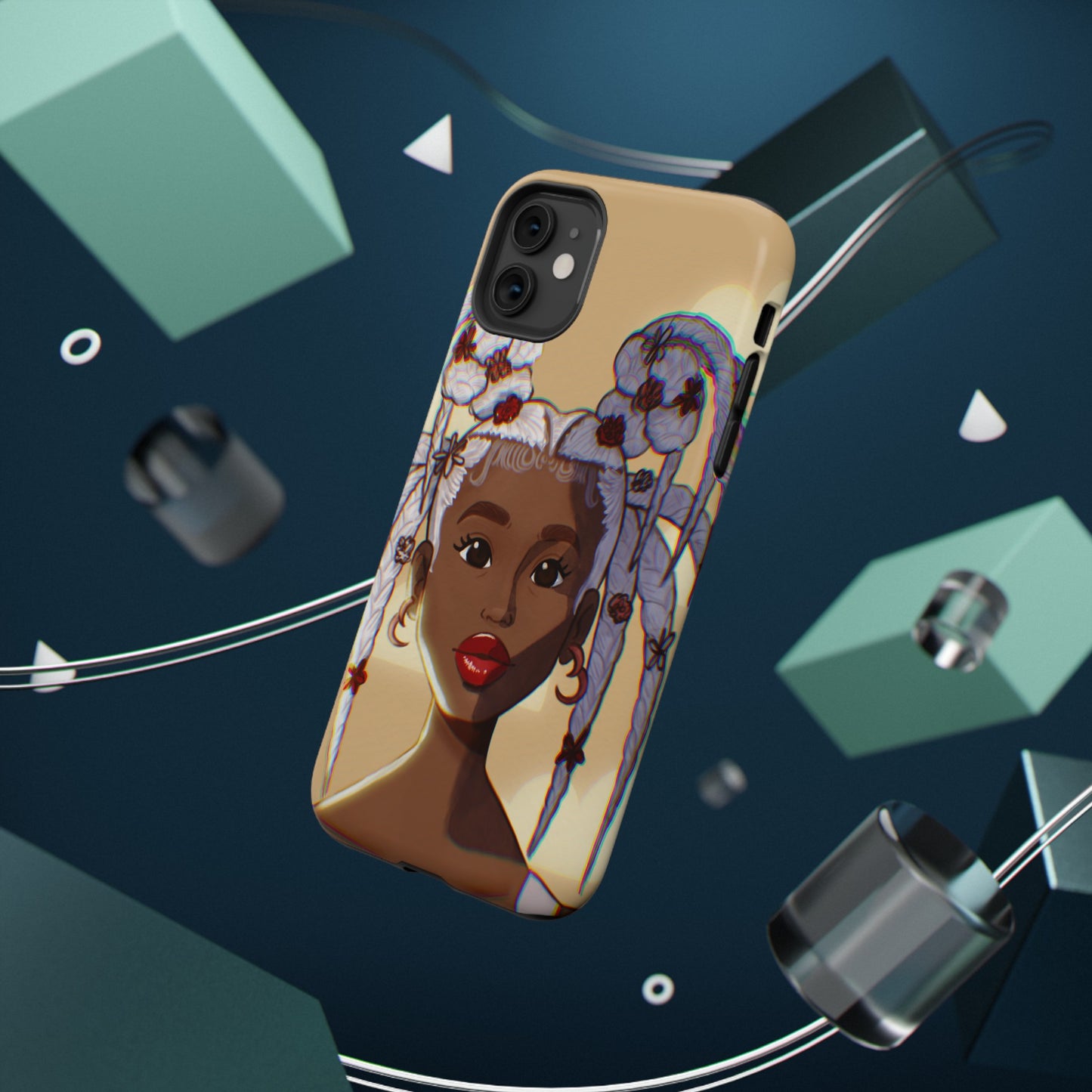 Dreamy Black Girl Illustrated Impact-Resistant Phone Case