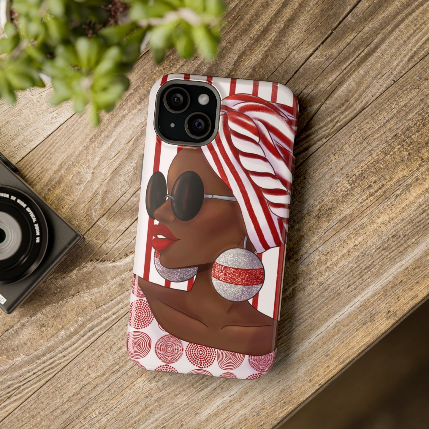 Red Stripes African Illustrated Phone Impact-Resistant Case