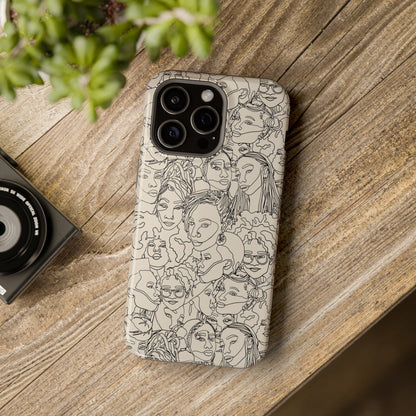 Black Women Line Art Impact-Resistant Phone Case - Pounded Yam Productions