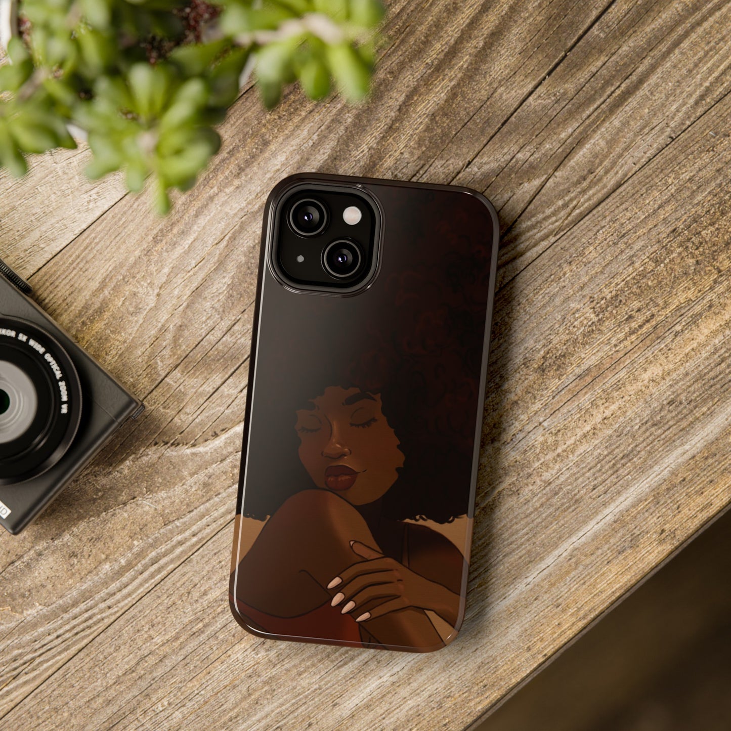 Black Girl Afro Illustrated Impact-Resistant Phone Case