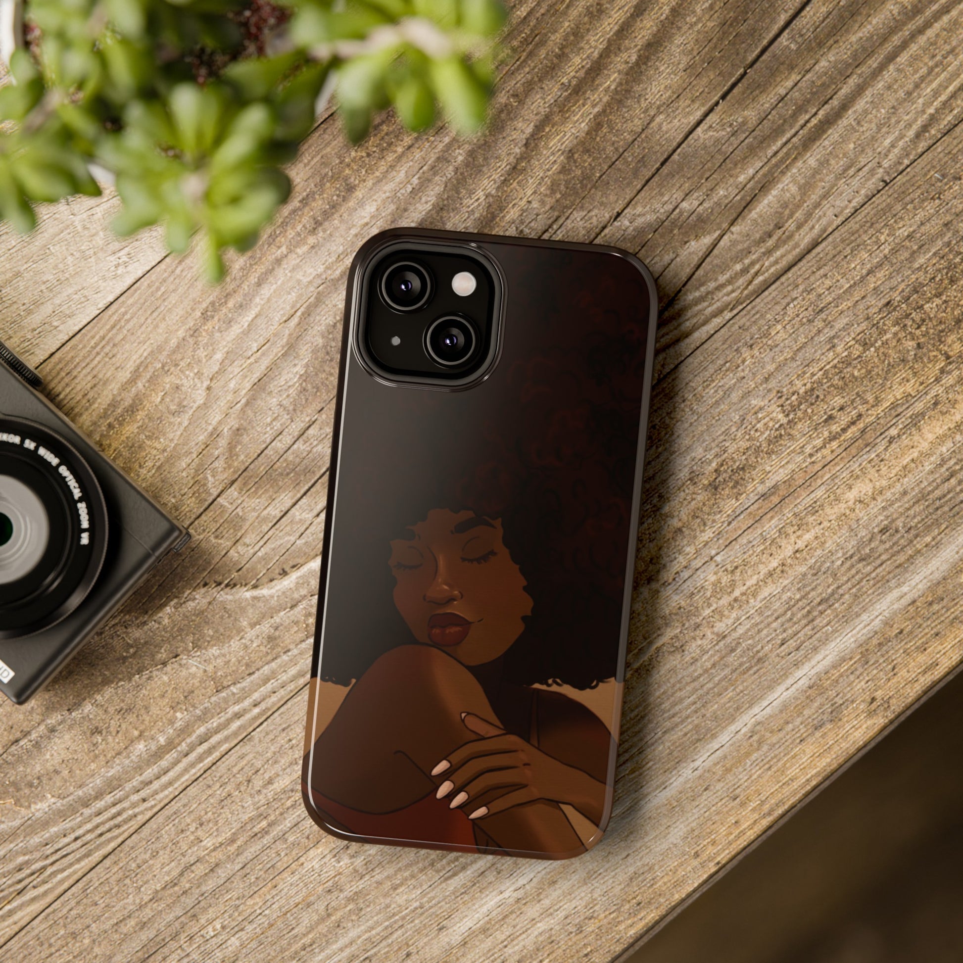 Black Girl Afro Illustrated Impact-Resistant Phone Case - Pounded Yam Productions