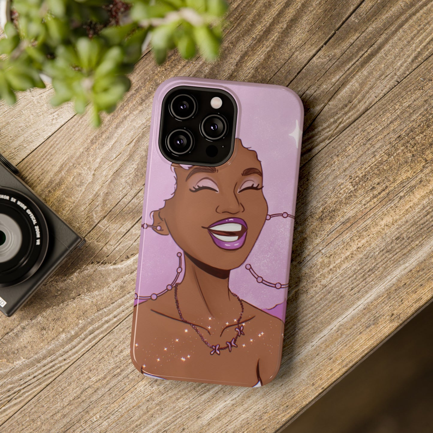 Purple Afro Illustrated Impact-Resistant Phone Case