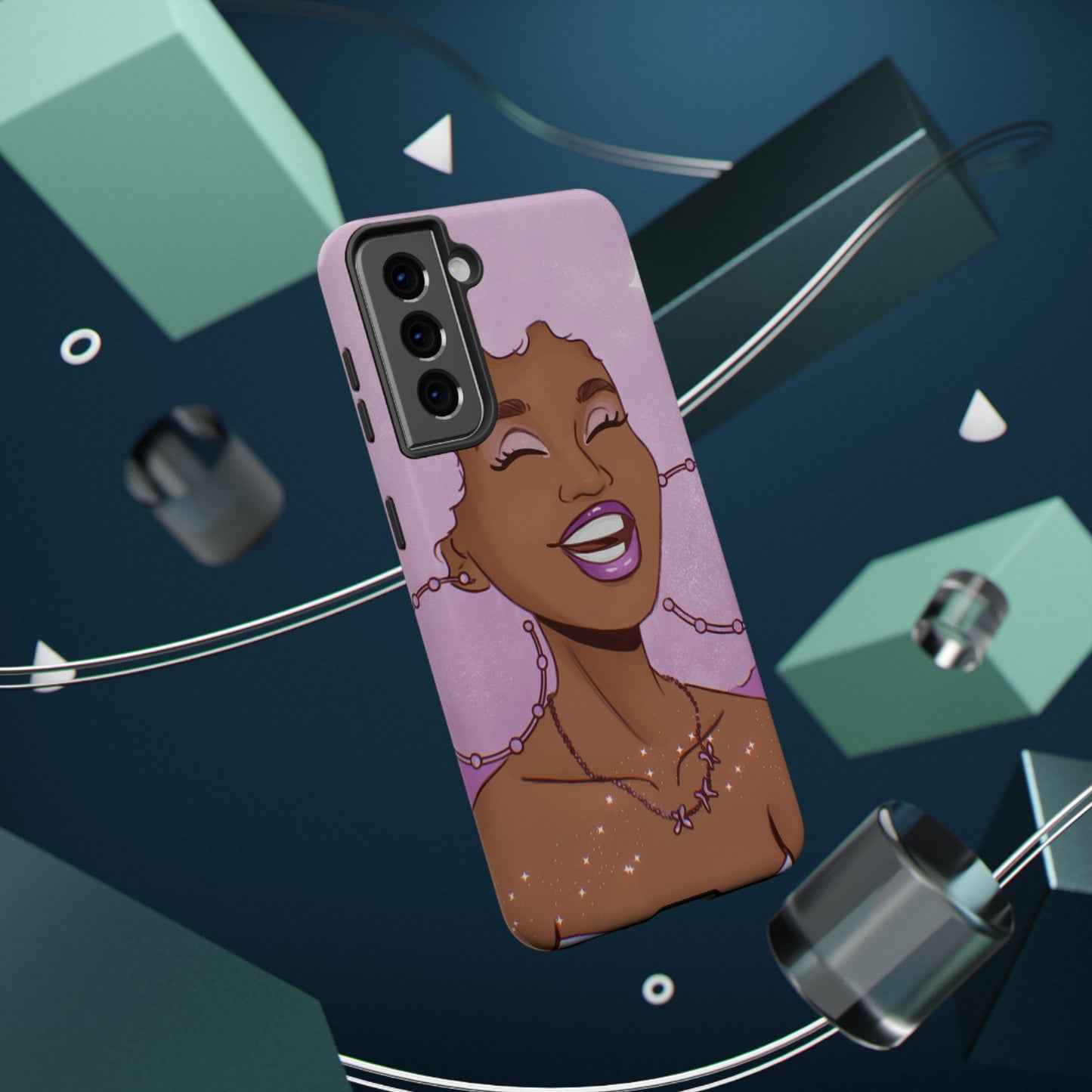 Purple Afro Illustrated Impact-Resistant Phone Case