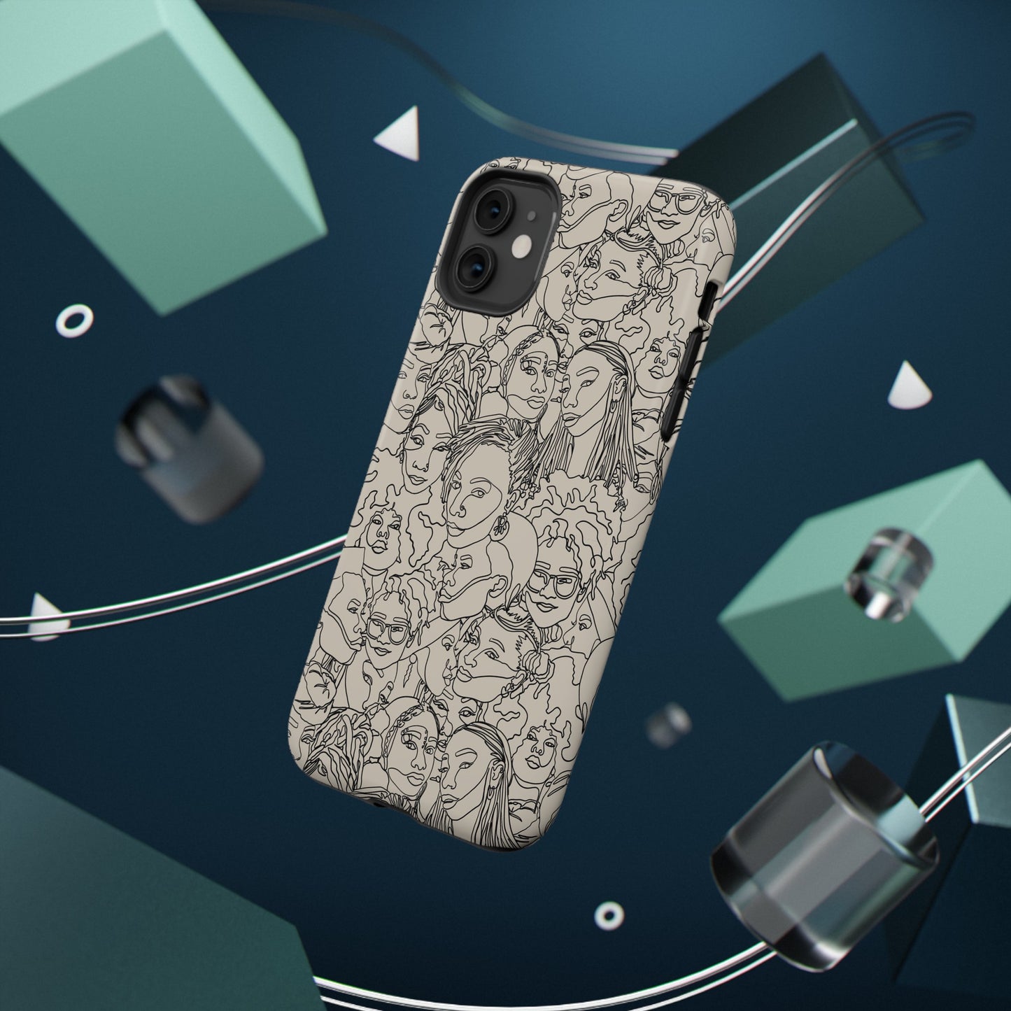 Black Women Line Art Impact-Resistant Phone Case