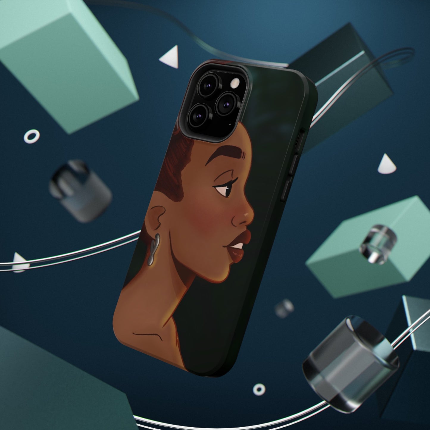 Afro Puff Illustrated Impact-Resistant Phone Case for Black Girls