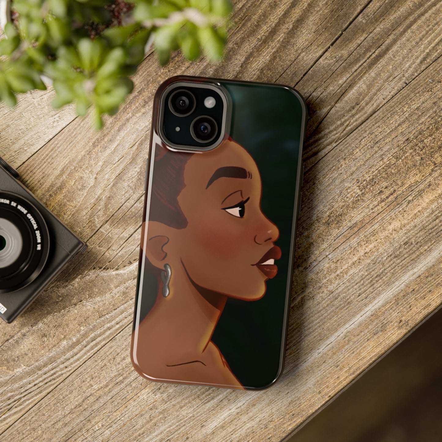 Afro Puff Illustrated Impact-Resistant Phone Case for Black Girls