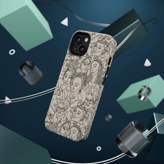 Black Women Line Art Impact-Resistant Phone Case - Pounded Yam Productions